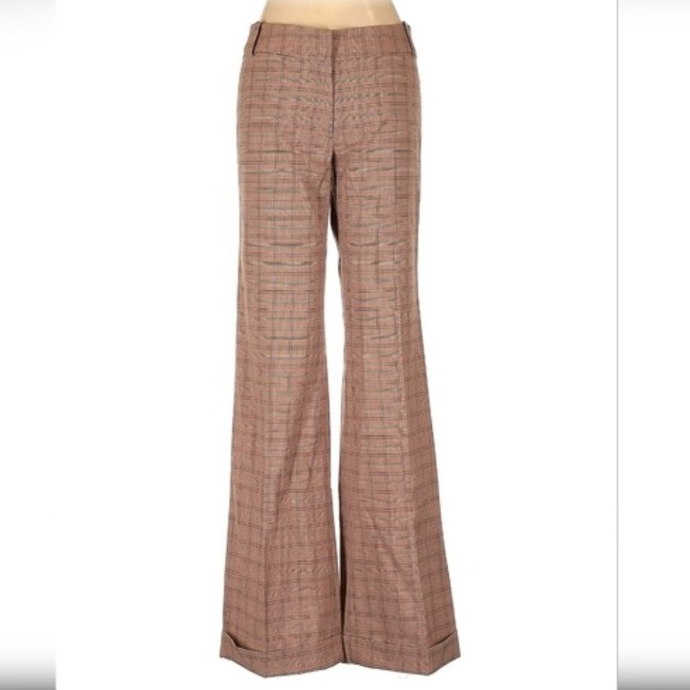 Anthro Elevenses brown plaid dress pants